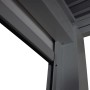 Detailansicht der anthrazitfarbenen MCW Pergola L46 mit Seitenwand und 11cm-Alu-Gestell.