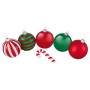 Weihnachtskugeln Set Zuckerstange, 50-teilig, rot, grün, weiß, gestreift, glänzend und matt.