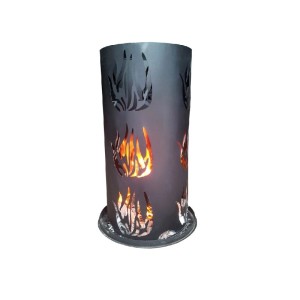 Lex Feuersäule 80cm mit Feuerrost und Schürhaken Feuertonne Feuerkorb Ascherost