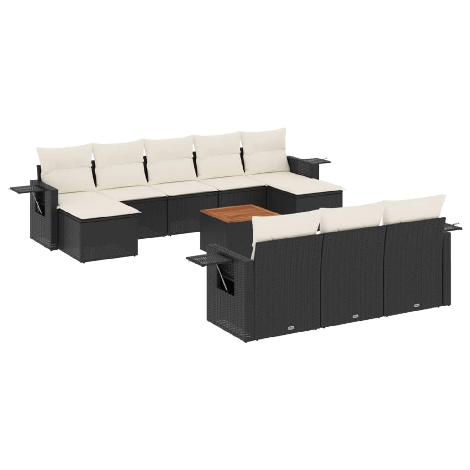 vidaXL 11-Tlg Garten-Sofagarnitur mit Kissen Schwarz Poly Rattan 3257113 günstig online kaufen