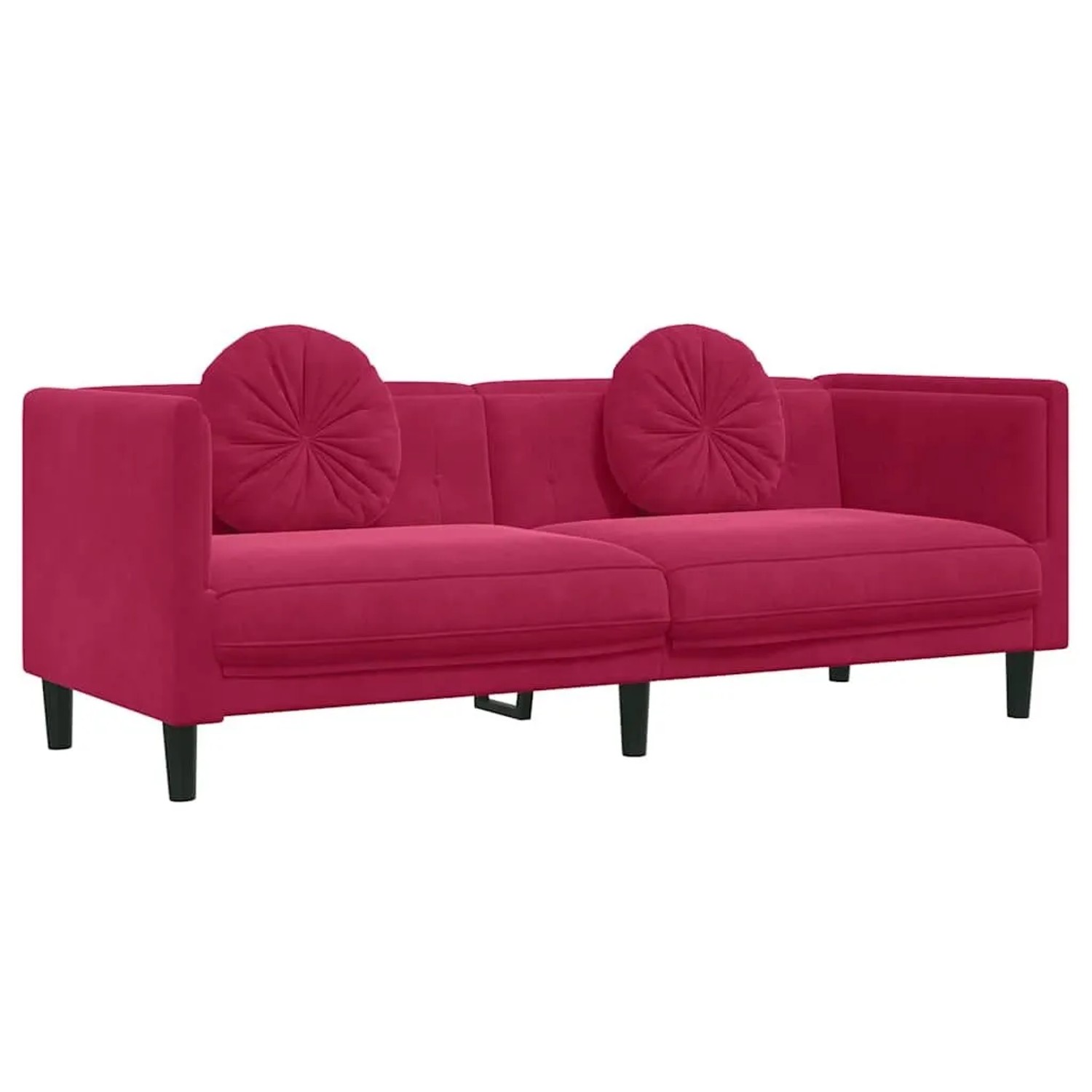 vidaXL Sofa mit Kissen 3-Sitzer Weinrot Samt 372646