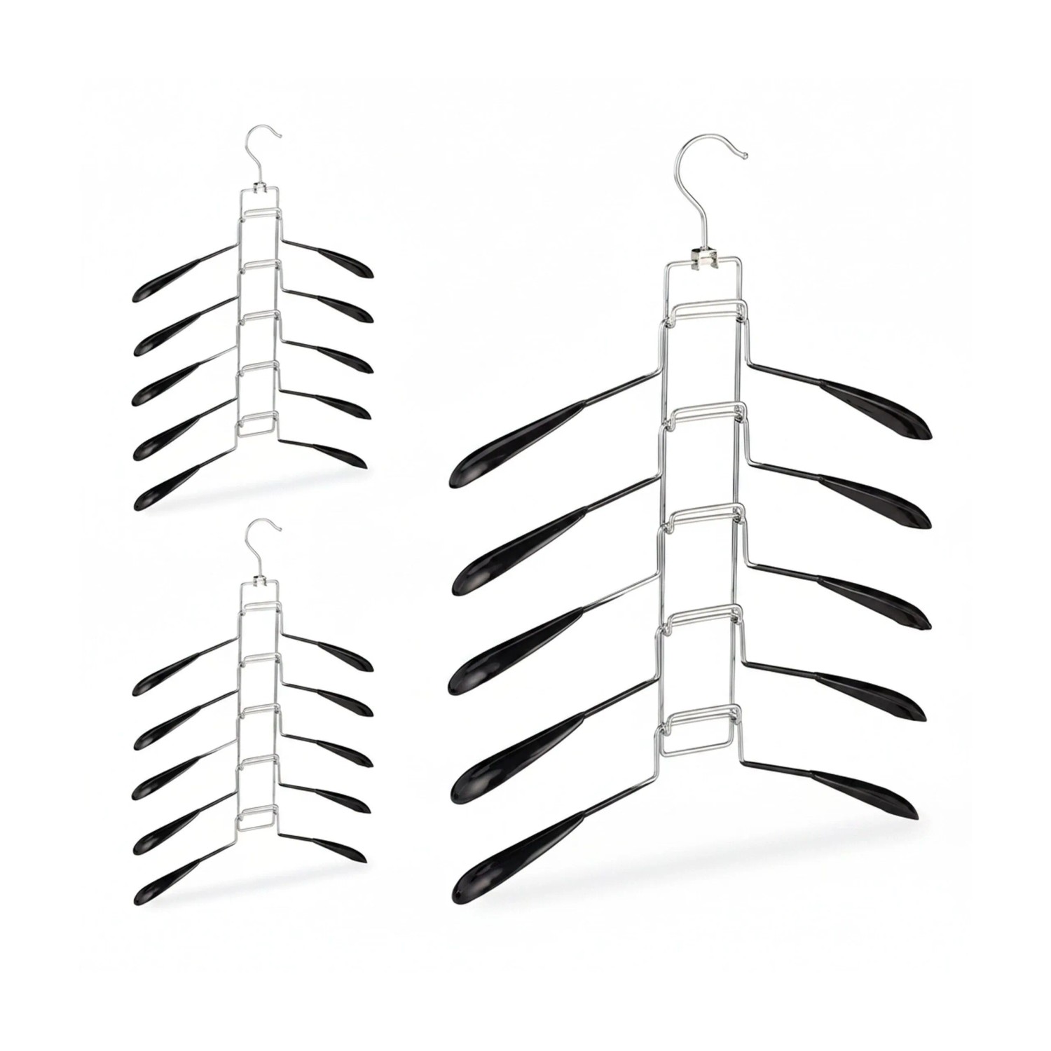 Relaxdays Mehrfachkleiderbügel 3er Set Eisen Schwarz Rutschfest 58 cm x 40,5 cm x 3,5 cm 700 g