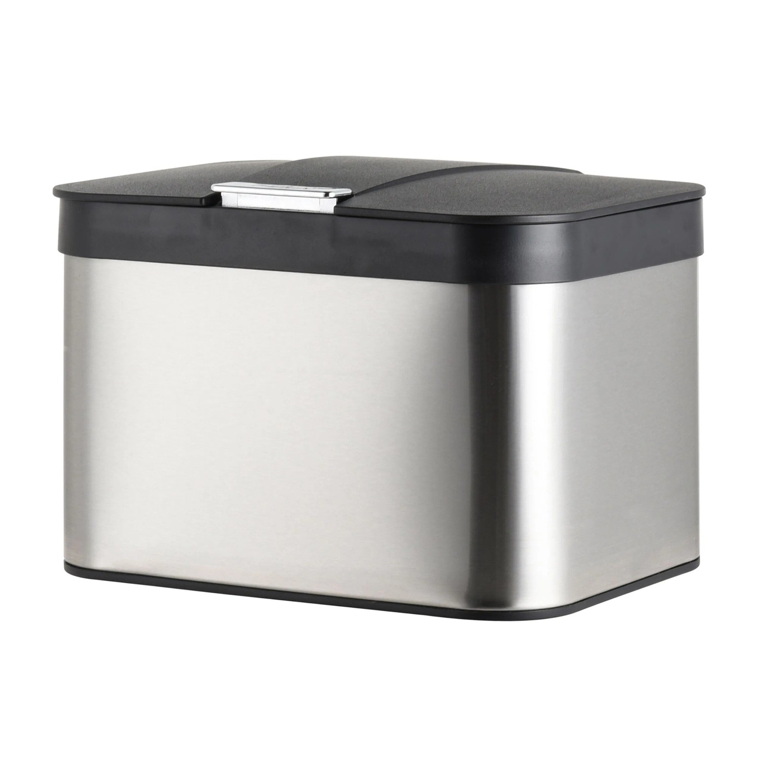 Relaxdays Biomülleimer Edelstahl Silber Schwarz Auslaufsicher Geruchsdicht 4,5, 17 cm x 25 cm x 19 cm 0,84 kg