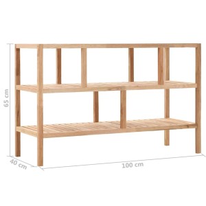 VidaXL Badezimmer-Regal aus Walnussholz, massiv, 100x40x65 cm. Dreistufiges Wandregal für Badzubehör.