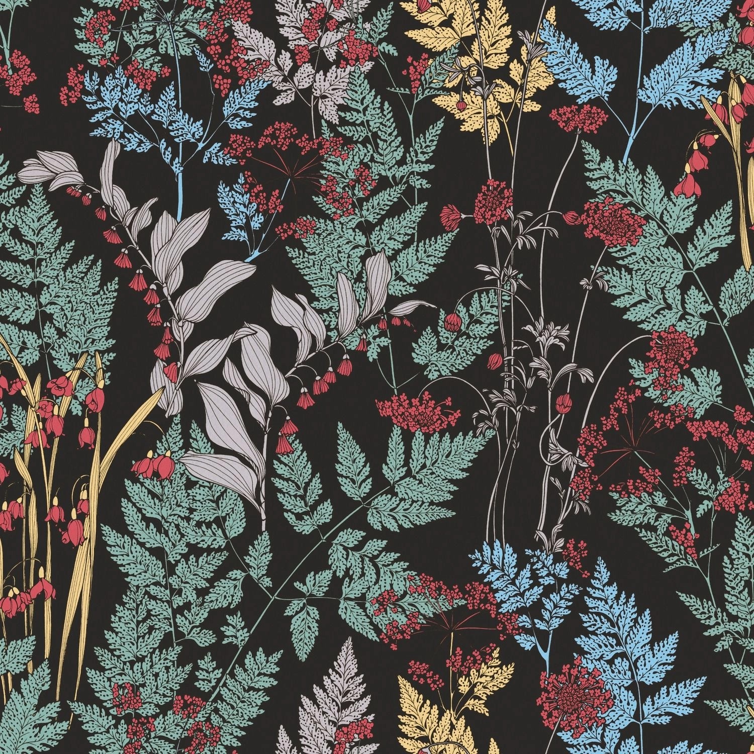PROFHOME 377511-GU Blumen Tapete Floral Matt Schwarz Grün Gelb 0,53 m x 10, günstig online kaufen