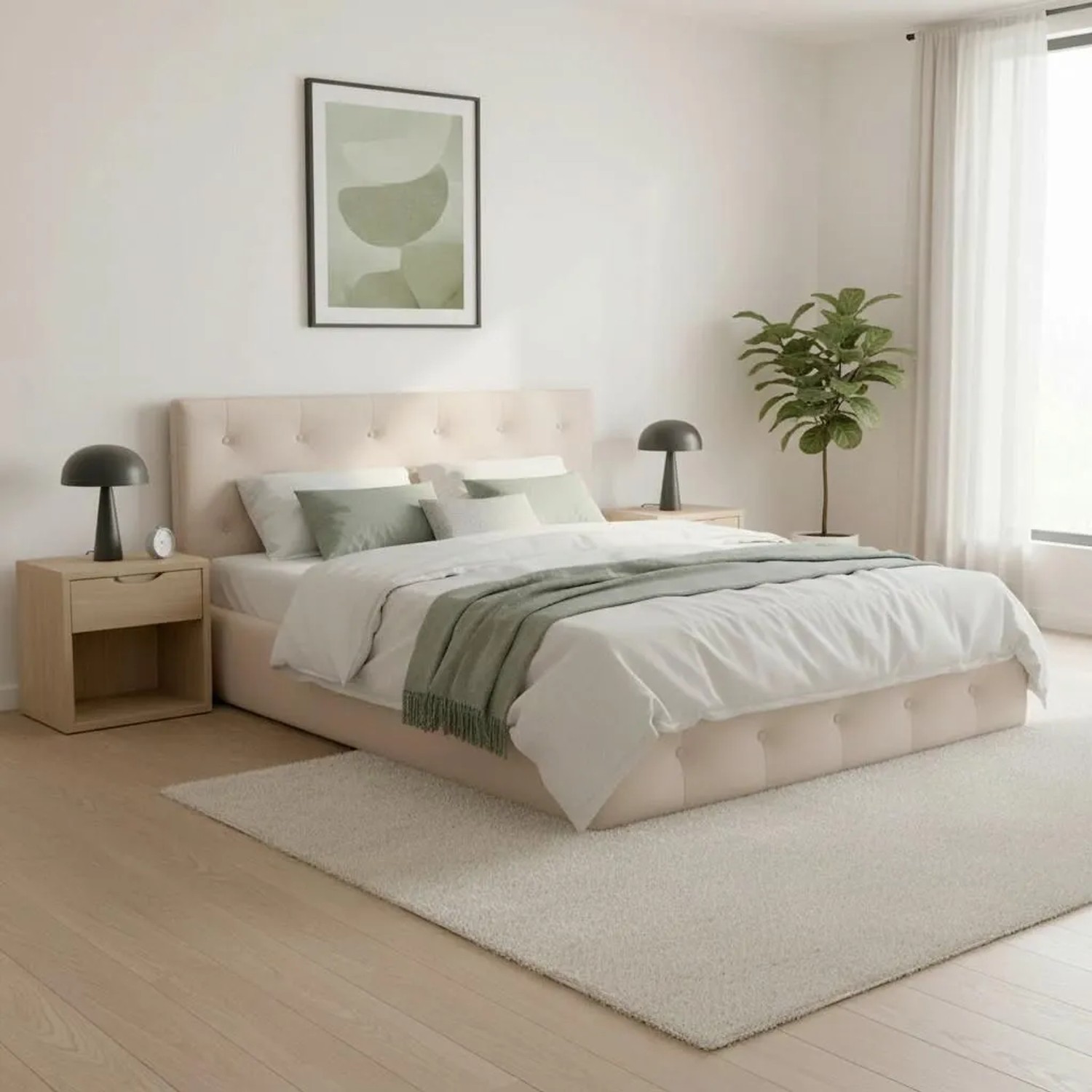 Bessagi Home Polsterbett Julie Beige ca. 180x200 cm Stauraum