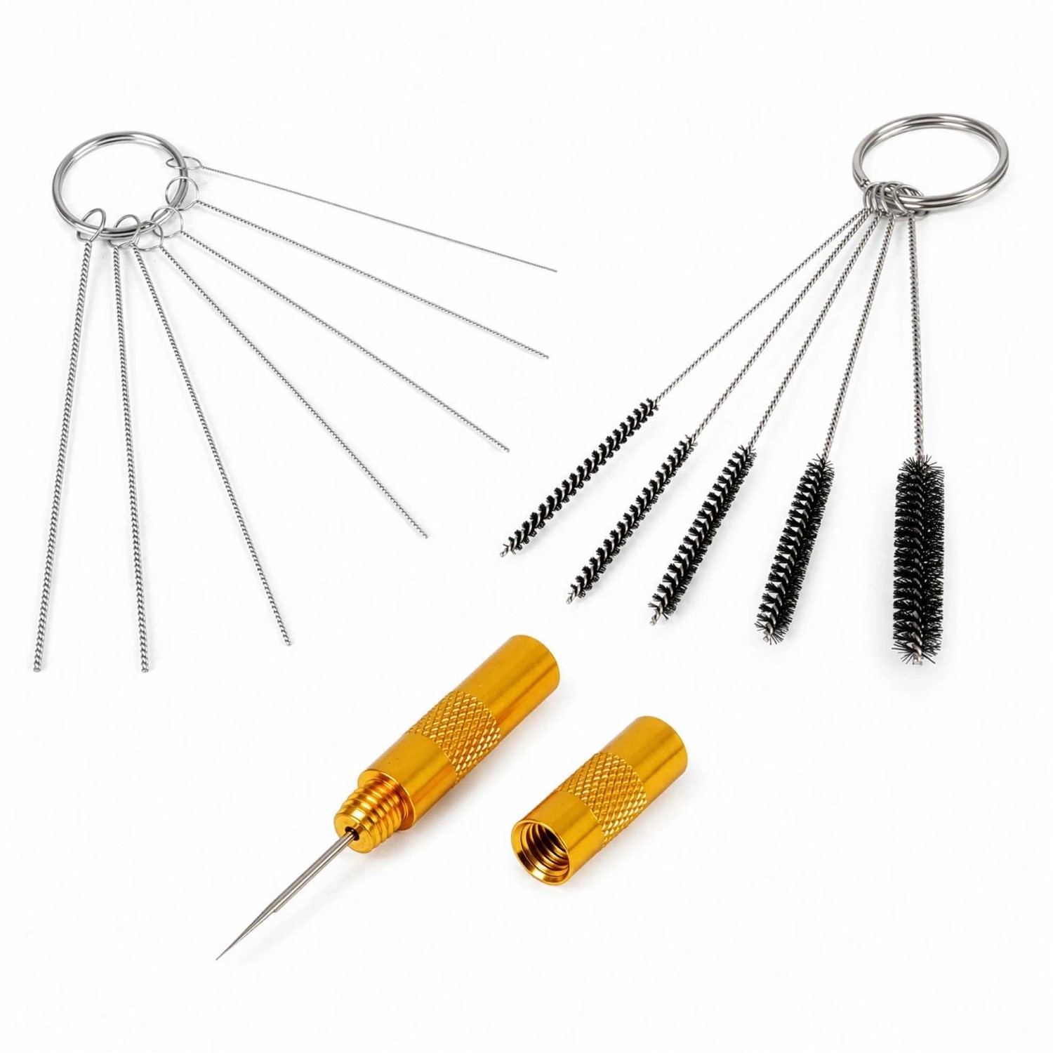 Wiltec Airbrush Zubehör Set Reinigungsbürsten 3-7Mm Düsennadeln Edelstahl Nylon