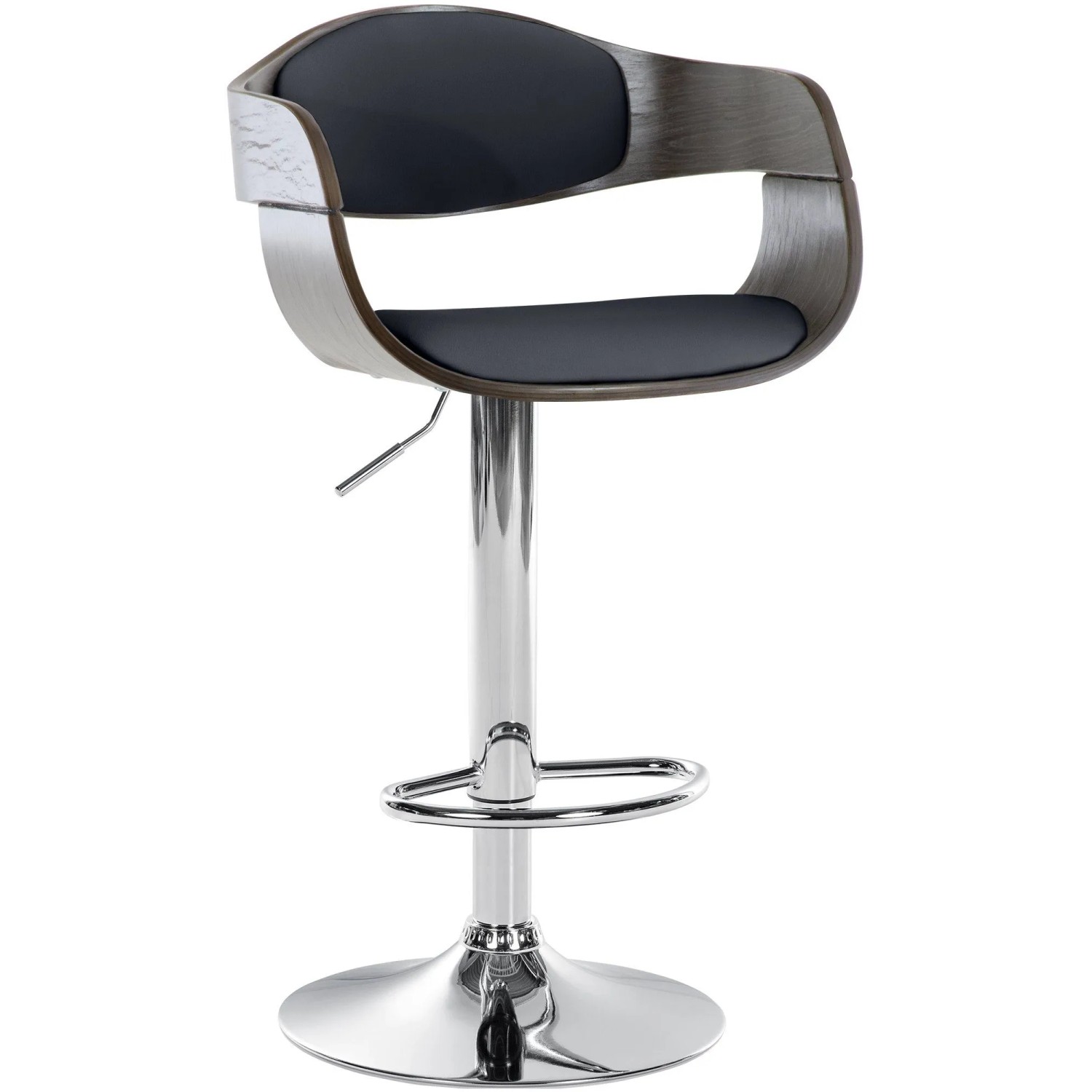 DELUKE Barhocker NADAN Kunstleder Schwarz/grau 50x48x88cm Barstuhl Höhenverstellbar Drehbar Tresenhocker Tresenstuhl