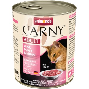 Animonda Carny Adult Katzen-Nassfutter Rind, Pute & Shrimps, 800g Dose.