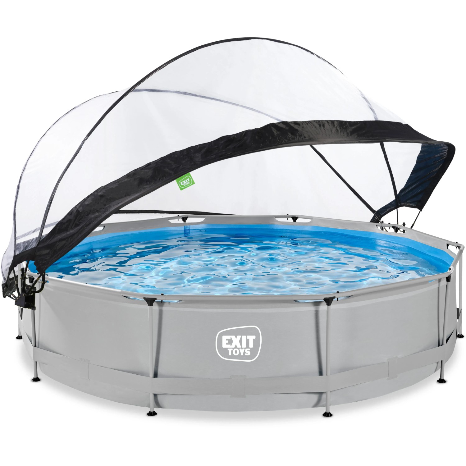 EXIT Soft Grey Pool, ø 360 cm, mit Filterpumpe und Poolabdeckung.