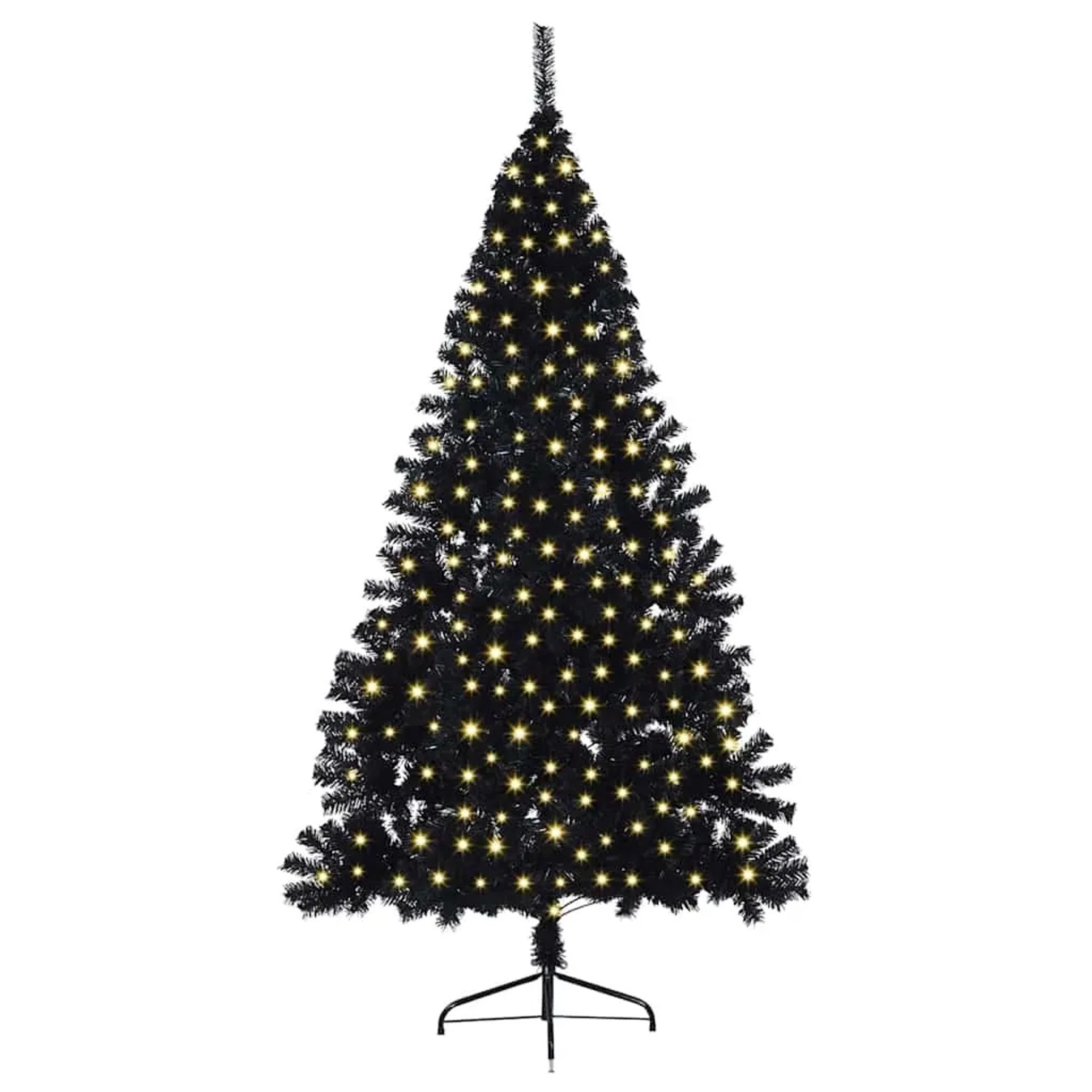 vidaXL Künstlicher Vorbeleuchteter Weihnachtsbaum Schwarz 180 cm PVC 3397137