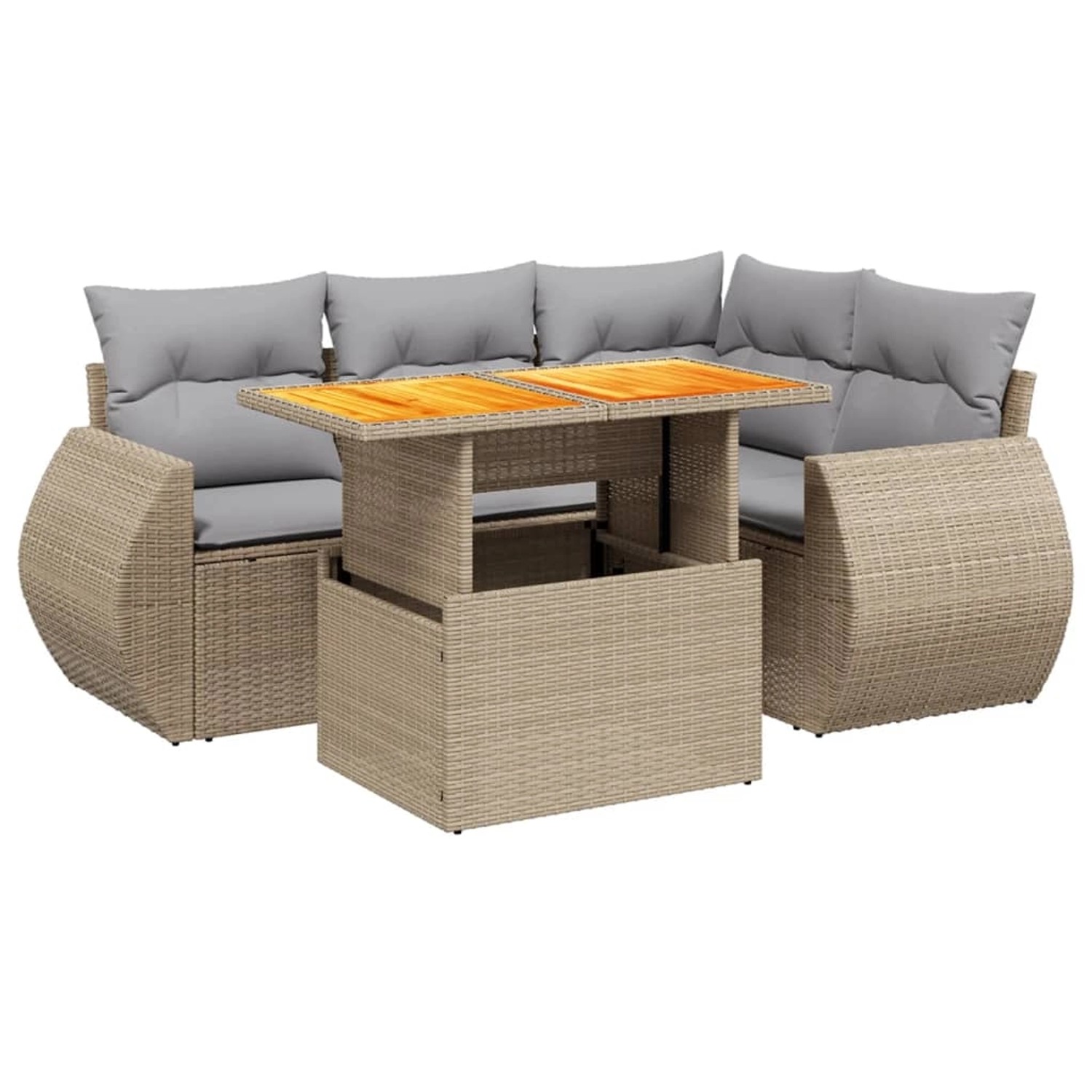 vidaXL 5-Tlg Garten-Sofagarnitur mit Kissen Beige Poly Rattan 3272179 günstig online kaufen