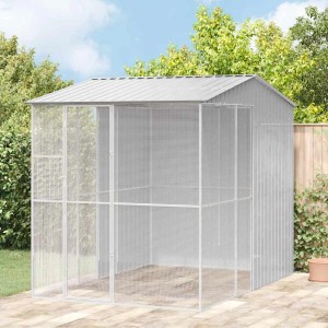 vidaXL Vogelkäfig Grau 215 x 310 x 247 cm Verzinkter Stahl 3325177