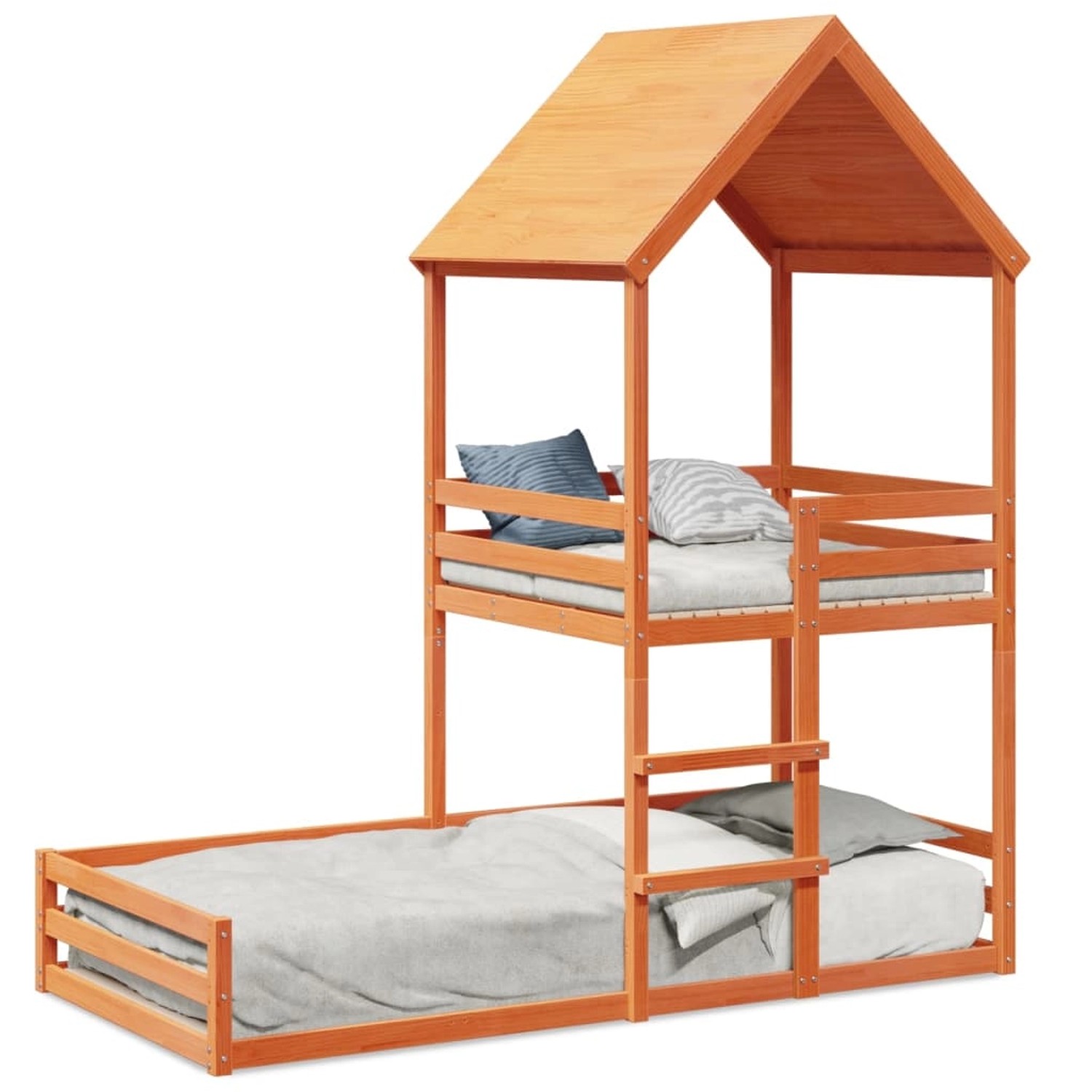 vidaXL Etagenbett mit Dach Wachsbraun 80x200 cm Massivholz Kiefer2012933 günstig online kaufen