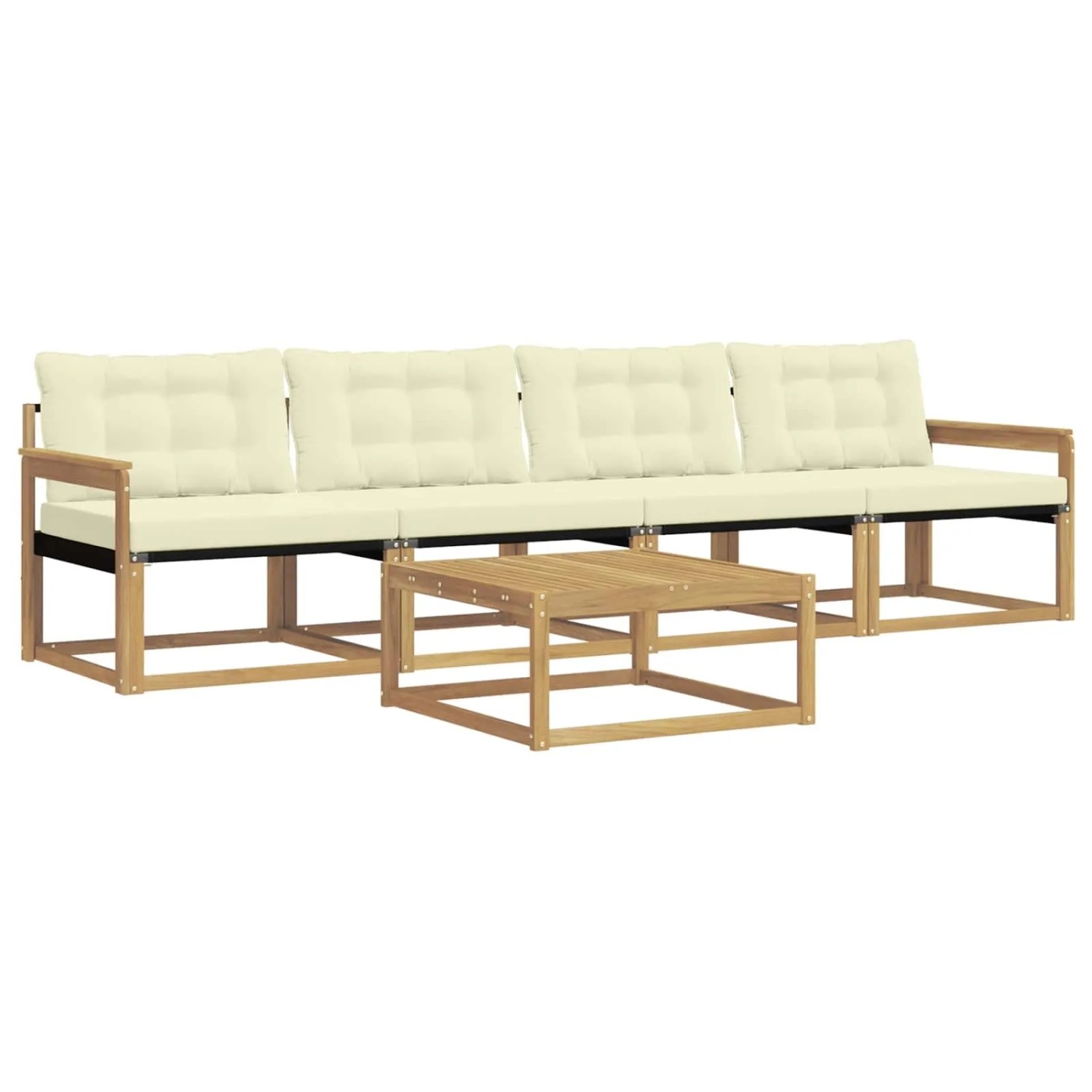 vidaXL Outdoor-Sofagarnitur 5 Stk Weiß und Creme 79 x 79 x 37 cm 3388388