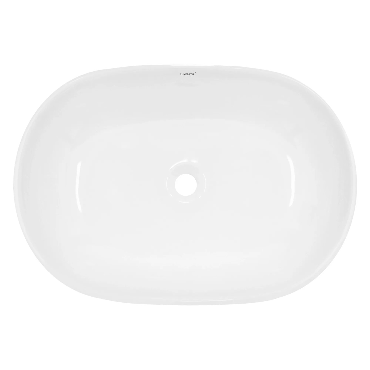 Weißes ECD Germany Design Handwaschbecken, 600x420 mm, ohne Überlauf.