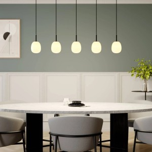 Lindby Pendelleuchte Etiena 9624846 Modern in Schwarz aus Glas 5-flammig G9 Wohnzimmerleuchte