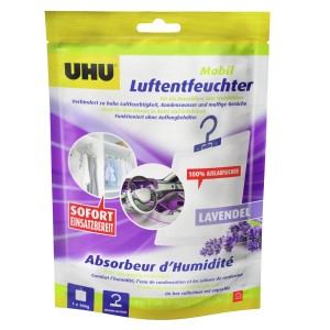 Uhu Luftentfeuchter Mobil Lavendel, 100g Packung. Mobiler Raumentfeuchter mit Lavendelduft.