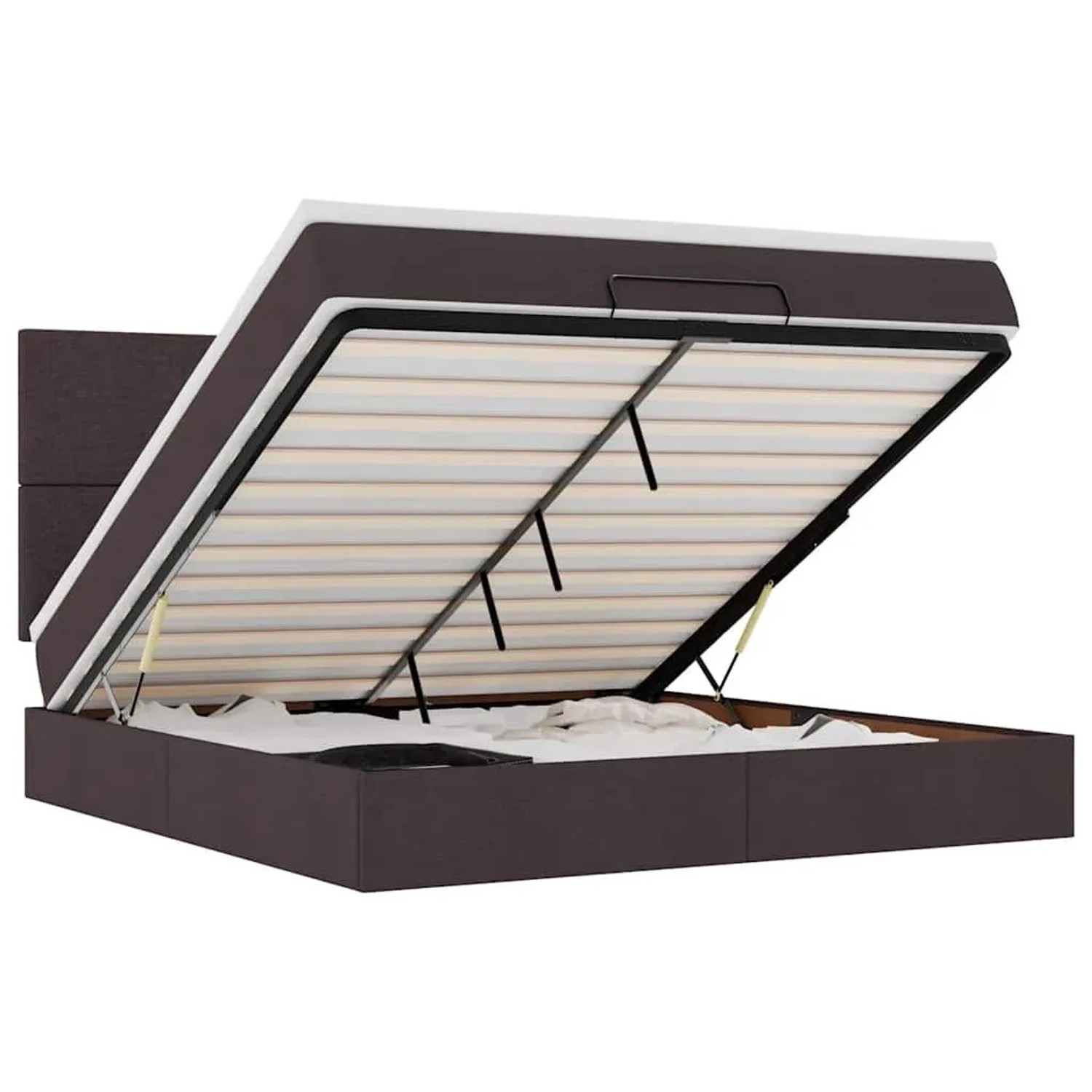 vidaXL Ottoman-Bett mit Matratze Dunkelbraun 160x200 cm Stoff 3313088