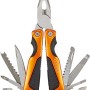 OBI Multitool 12-in-1, orangefarbene Zange mit diversen Werkzeugen.
