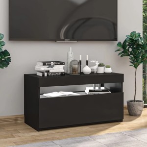 Schwarzer VidaXL TV-Schrank mit LED-Beleuchtung, 75x35x40 cm, für moderne Wohnzimmer.