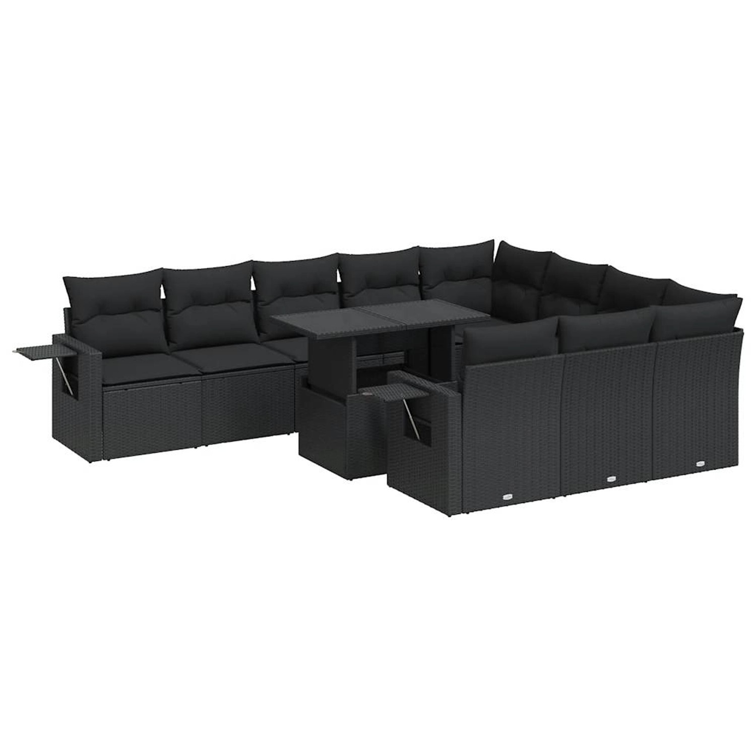 vidaXL 11-Tlg Garten-Sofagarnitur mit Kissen Schwarz Poly Rattan 3326546 günstig online kaufen