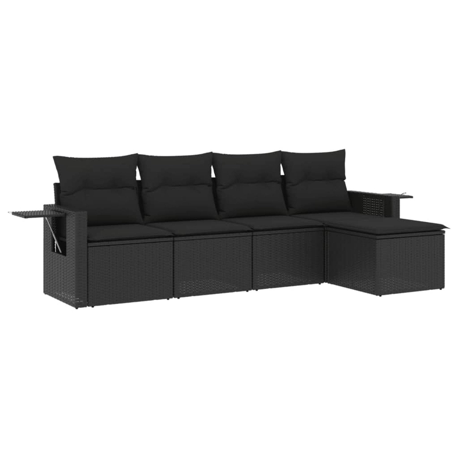 vidaXL 5-Tlg Garten-Sofagarnitur mit Kissen Schwarz Poly Rattan 3220084 günstig online kaufen