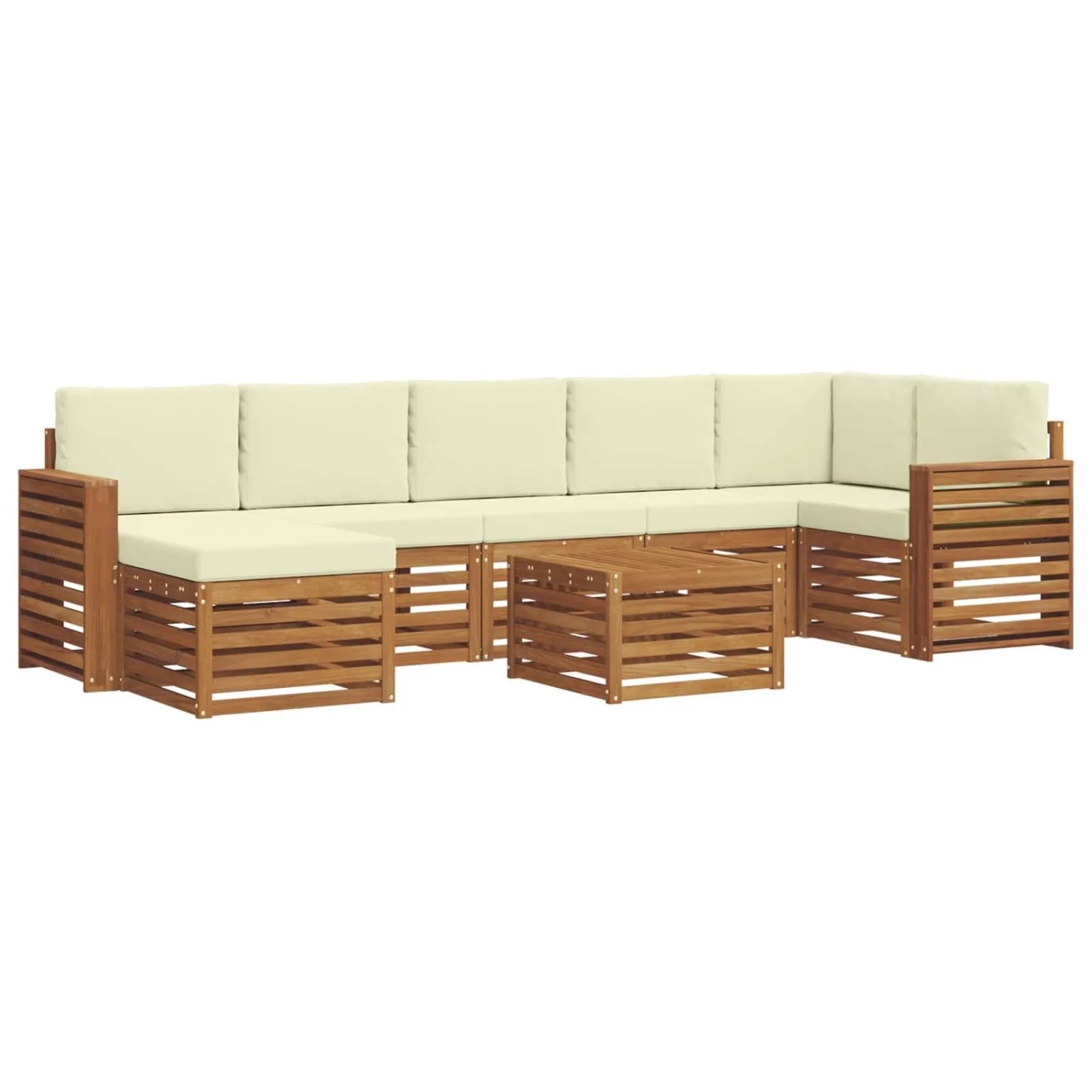 vidaXL Sofagarnituren 8 Tlg Natur und Creme Massivholz Akazie 3375215