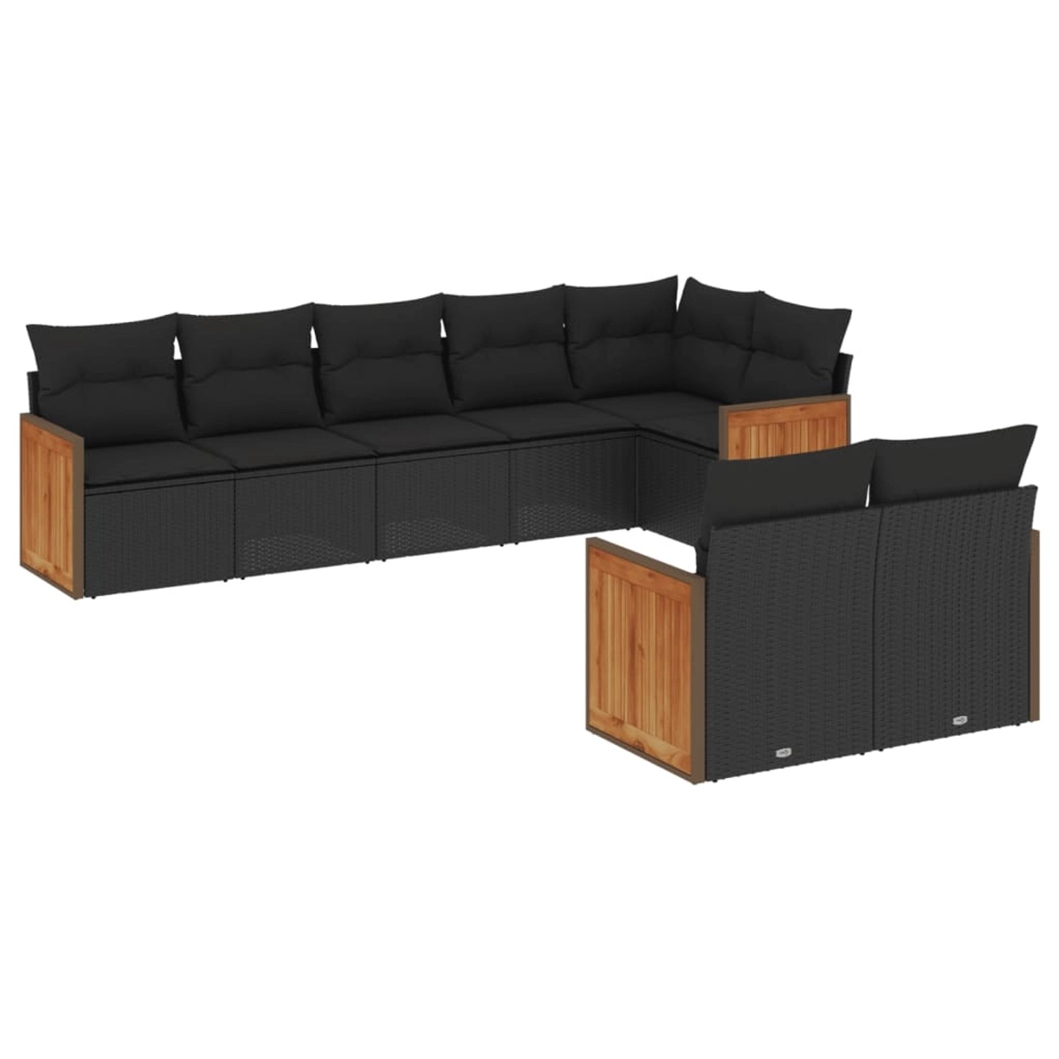 vidaXL 8-tlg Garten-Sofagarnitur mit Kissen Schwarz Poly Rattan Modell 204 günstig online kaufen