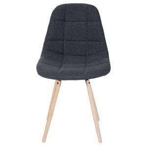 Dunkelgrauer MCW Esszimmerstuhl A60 II mit Stoffbezug und Holzfüßen.