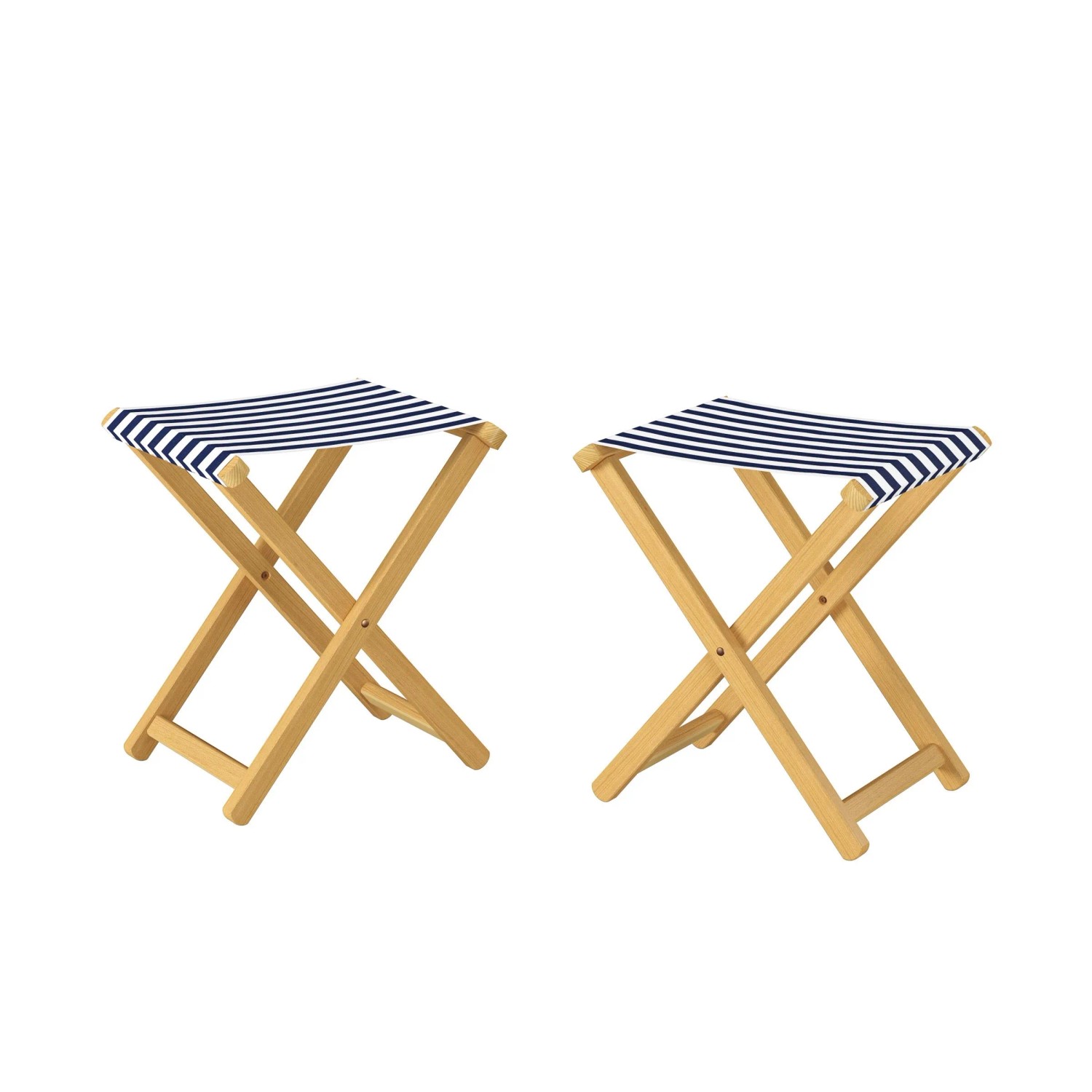 Erst-Holz Klappbarer Gartenstuhl Buche Natur Stoff Blau-Weiß 10-216 Doppelpack