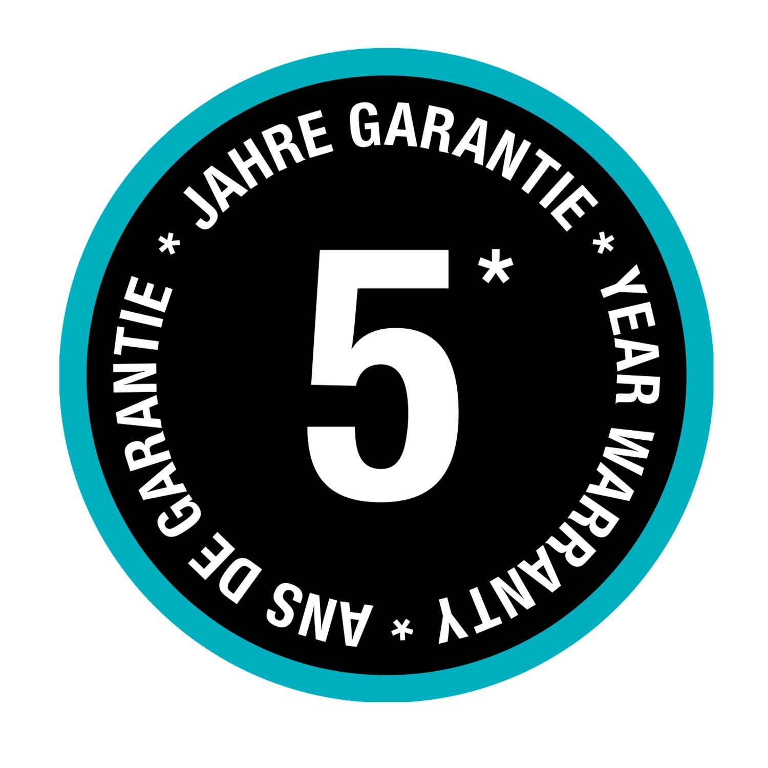 5 Jahre Garantie-Siegel für Gardena Schlauchwagen Aqua Roll M.