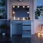 Weißer Vicco Schminktisch Sherry (90 cm) mit LED-Beleuchtung und Spiegel.