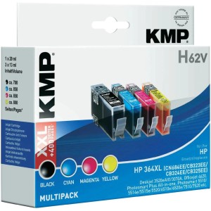 KMP Tintenpatronen H62V Multipack für HP Drucker: Set mit Schwarz, Cyan, Magenta, Gelb.