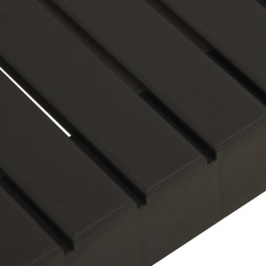 Detailaufnahme: Graues Kunststoff-Gartenlounge-Set, Lattenstruktur.