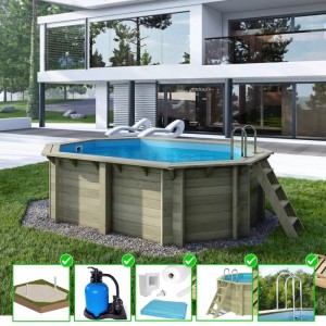 ALTANKA Holzpool Nemo 4,3x3 Höhe 1,18 m auf Rahmen ohne Betonierung BAS7302OSPU