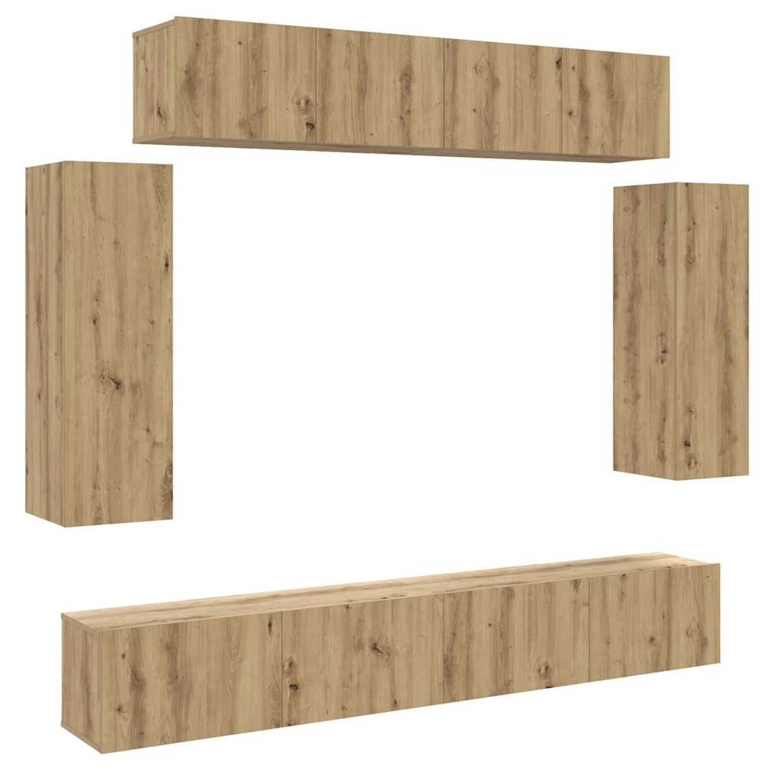 vidaXL 6-Tlg TV-Schrank-Set Wandmontage Artisan-Eiche Holzwerkstoff 3329002 günstig online kaufen