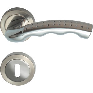 Alpertec Rosetten-Garnitur Godzilla, Edelstahl matt, Türbeschlag für Zimmertüren.