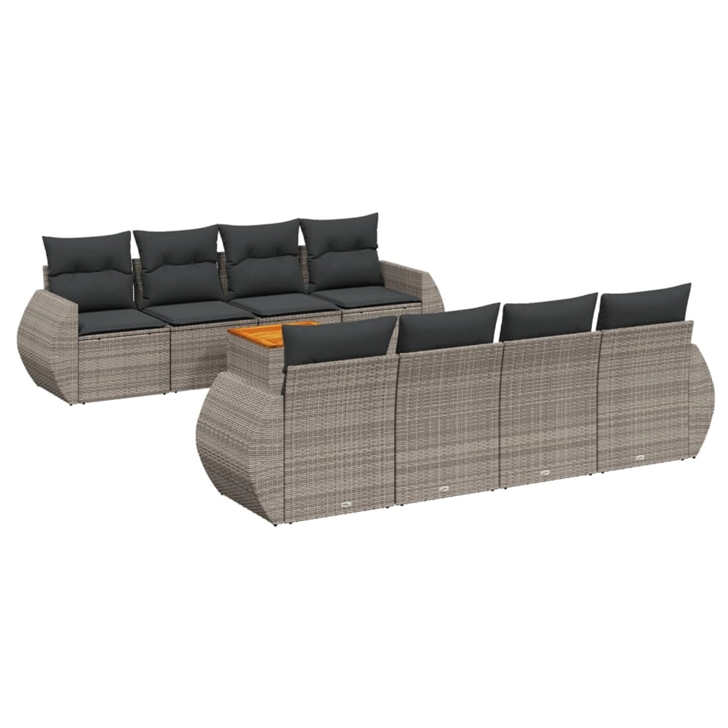 vidaXL 9-Tlg Garten-Sofagarnitur mit Kissen Grau Poly Rattan 3257257 günstig online kaufen