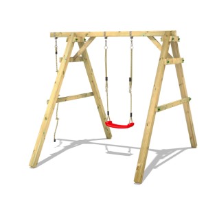 Wickey Schaukel Sky Dancer Prime, Holzschaukel mit rotem Sitz für den Garten.