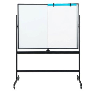 Mobiles, doppelseitiges Costway Whiteboard, 120x90 cm, mit schwarzem Rahmen und Rollen.