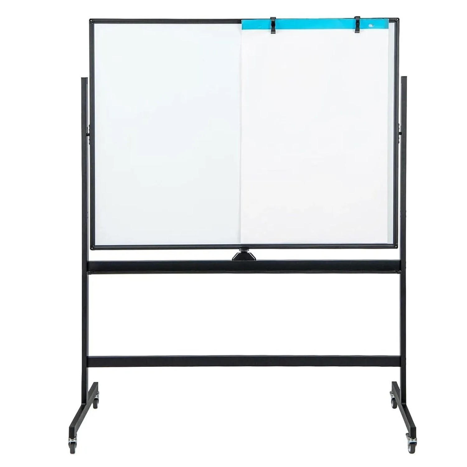 Costway Doppelseitiges Mobiles Whiteboard Schwarz 120 x 90 cm
