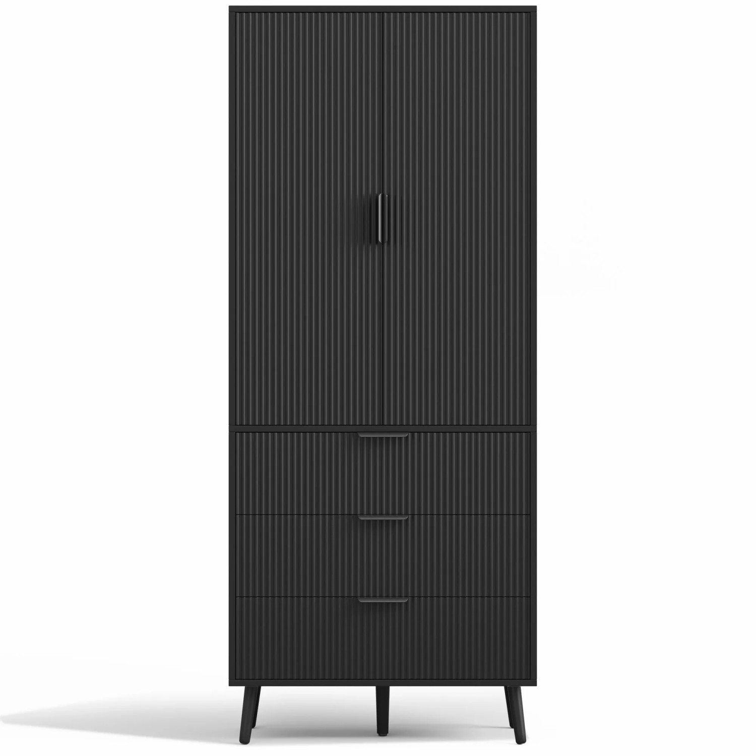 Merax Küchenschrank 75x35x180 cm 2 Türen 3 Schubladen Türablagen