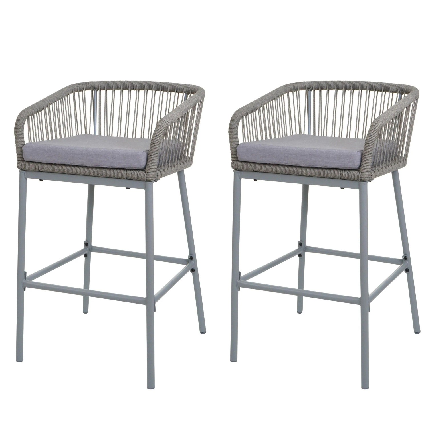 MCW Barhocker O22 2er-Set Hellgrau Kissen Hellgrau günstig online kaufen