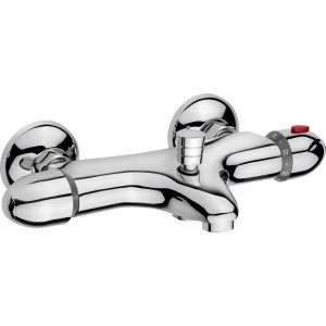 Thermostat-Wannenarmatur Levico Chrom mit Temperaturregler und Verbrühschutz.