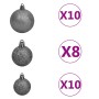 Kugeln für künstlichen Weihnachtsbaum, glänzend/glitzernd grau/weiß, 40/40/40 Stk.