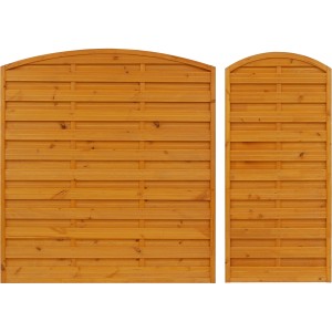 Sichtschutzzaun Element München, Pinie, 180/195x90cm, geriffelte Bretter, 3-fach Lasur