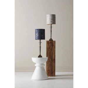PR Home Lampenschirme Celyn Ziba Shadow, silber und blau mit Blattmuster, für E27 Lampen