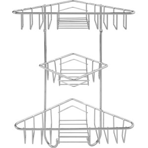 Eck-Drahtkorb Fregate mit 3 verchromten Etagen zur Wandmontage.