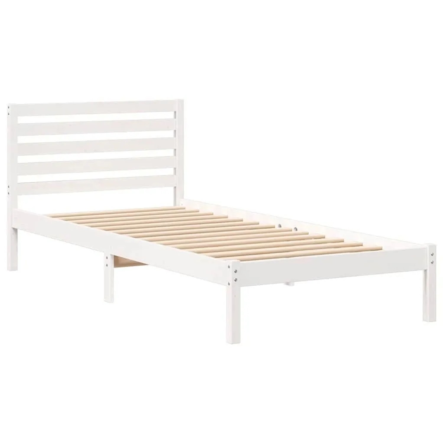 vidaXL Bettrahmen mit Kopfteil Weiß 90 x 210 cm Massives Kiefernholz 872306
